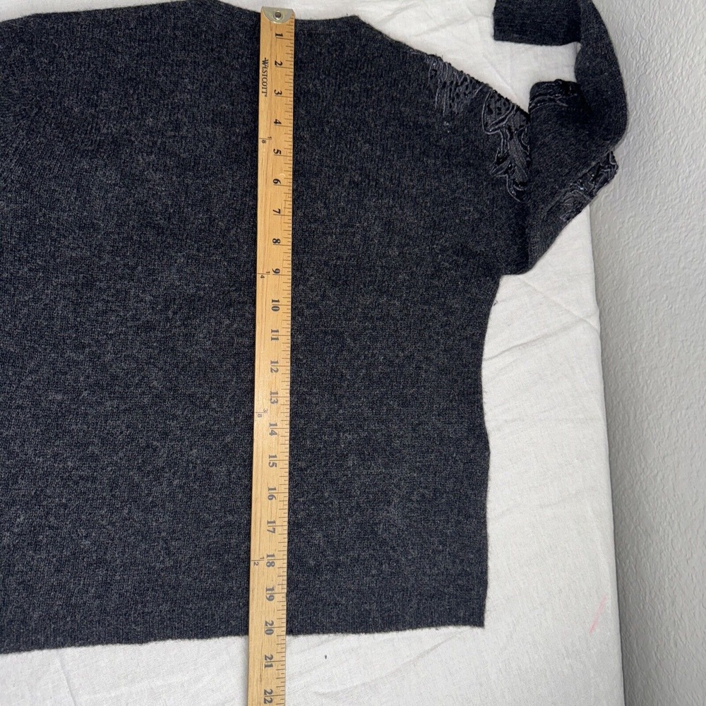 Anteprima Lambswool Sweater Women 40 Small Goth Dark Lace v-Neck Pullover Casual - Picture 8 of 9